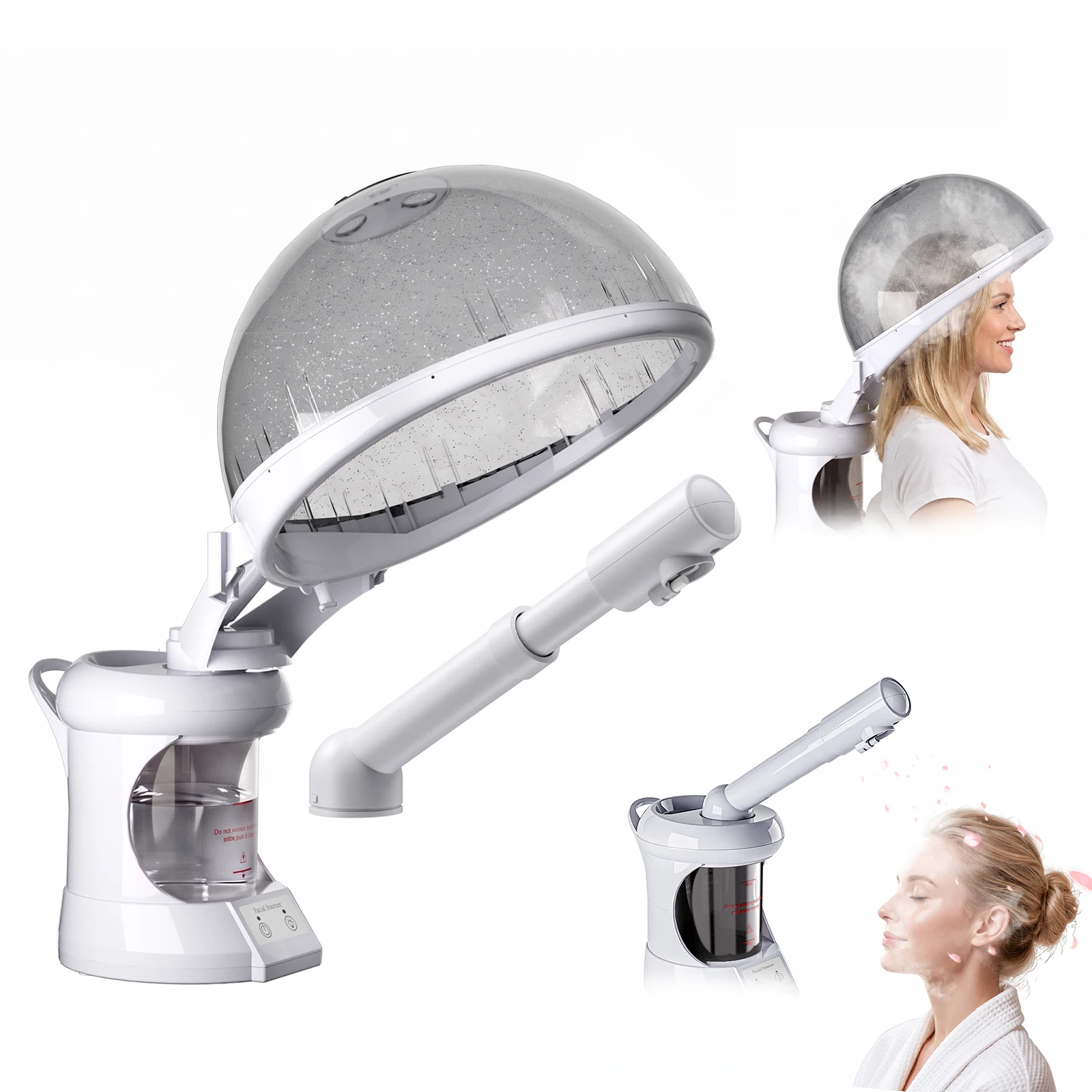 Facial Steamer Nano Ionic Hot Mist - Vaporizzatore 2-in-1 per viso e capelli,
